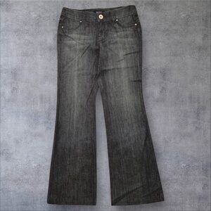 💎 WHBM Noir Rhinestone Embellished Wide Leg Trouser Jeans 4R Dark Wash